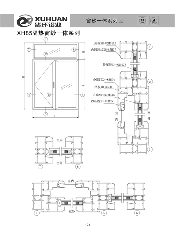 XH85隔热窗纱一体系列