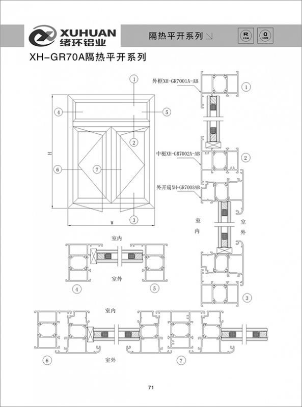 XH-GR70A隔热平开系列