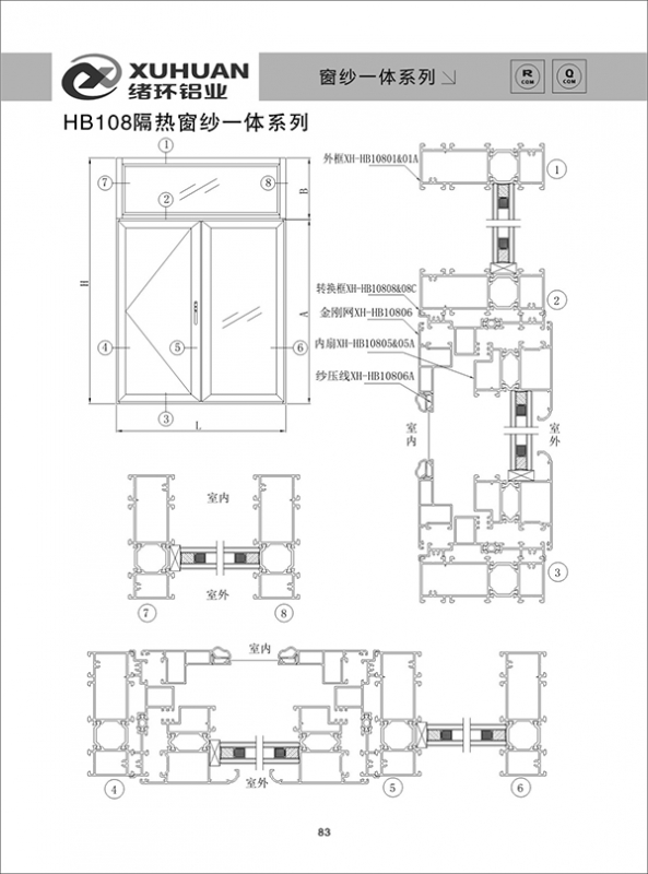 HB108隔热窗纱一体系列