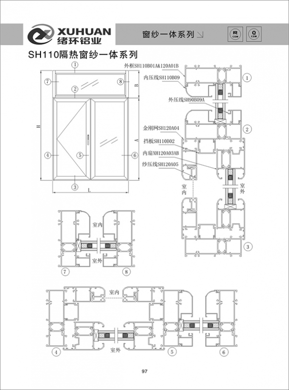 SH110隔热窗纱一体系列