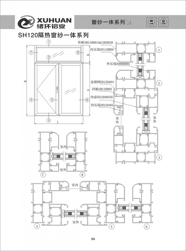 SH120隔热窗纱一体系列