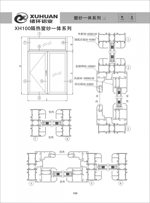 XH100隔热窗纱一体系列