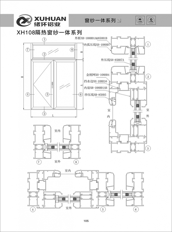 XH108隔热窗纱一体系列