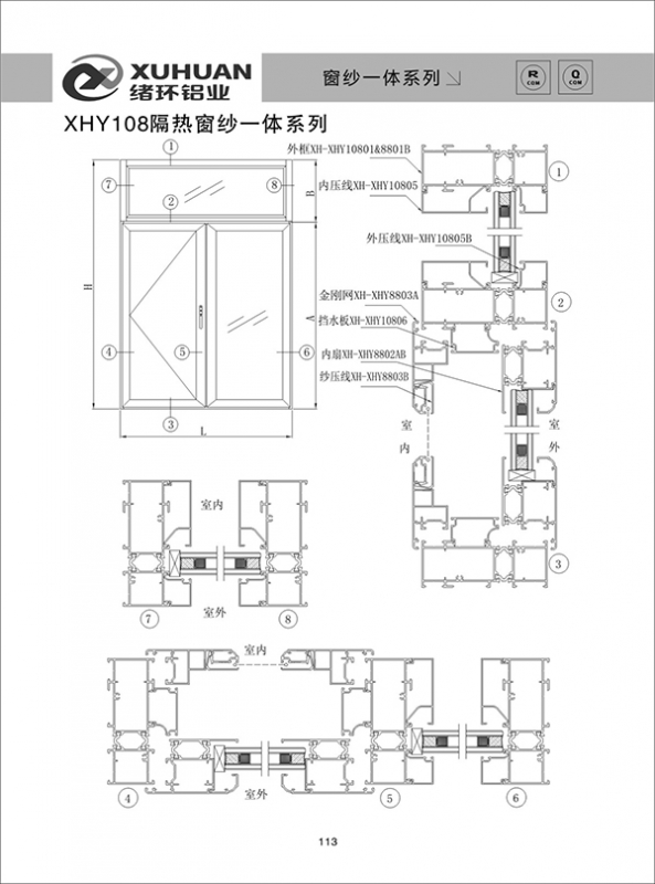 XHY108隔热窗纱一体系列